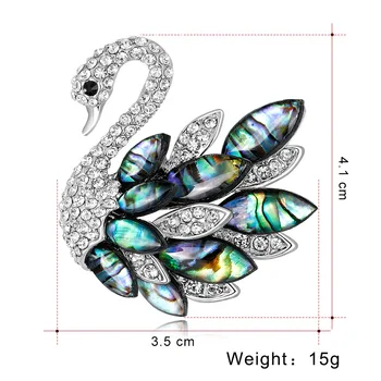 Prírodné Abalone Shell Swan Brošňa Crystal Zvierat Brošne Oblečenie, Ozdoby pre Ženy Módne Svadobné Jewely AH034