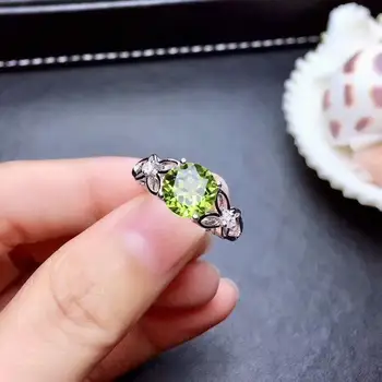 Nový, originálny dizajn green crystal tvárou lesklé motýľ otvorenie nastaviteľný krúžok svetlo luxus, šarm, dámske strieborné šperky