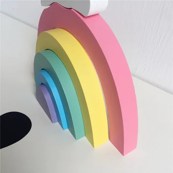 Rainbow Stohovanie Drevené Bloky Hry Učenia Hračka Geometrie Stavebné Bloky, Vzdelávacie Hračky pre Deti, Batoľatá Baby