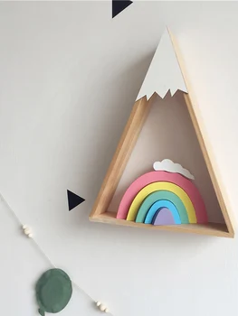 Rainbow Stohovanie Drevené Bloky Hry Učenia Hračka Geometrie Stavebné Bloky, Vzdelávacie Hračky pre Deti, Batoľatá Baby