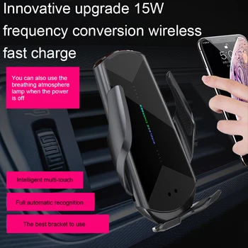 15W Auto Qi Bezdrôtová Nabíjačka Pre iPhone indukčné usb mount Automatické Upínacie Rýchlo Wirless Nabíjanie Pre iphone 11 Samsung S10