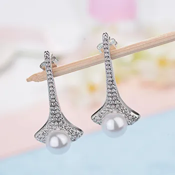 Kórejská Dievča Drahokamu zúžený pearl high-kvalitné náušnice Jednoduché Wild Drahokamu Pearl Náušnice Šperky Oorbellen Dlhé Náušnice