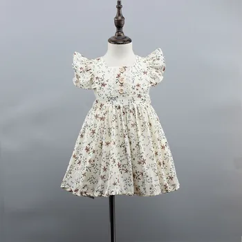 Baby Girl Šaty, Šaty 2021 Lete Nové Bavlna Kvetinové Módne Baby Girl Dress 2-6 Rokov Princezná Šaty, Oblečenie Pre Deti