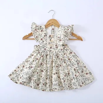 Baby Girl Šaty, Šaty 2021 Lete Nové Bavlna Kvetinové Módne Baby Girl Dress 2-6 Rokov Princezná Šaty, Oblečenie Pre Deti