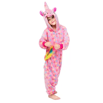Dieťa Kigurumi Onesies Cosplay zvierat Cartoon Päť-špicaté hviezdy ružový jednorožec Pyžamo Kostýmy Sleepwear halloween, karneval, party