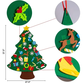 Urob si sám Cítil Vianočný Stromček Nový Rok Dvere Stene Visí Ozdoby, Umelý Strom Deti Hračky, Vianočné Dekorácie Pre Domov Strán