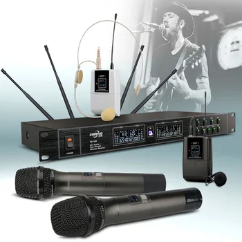 Top Kvalita 4 Kanál Bezdrôtové Mikrofóny Systém UHF Karaoke Systém Bezdrôtový štyri ručný Mikrofón bodypack Domácej strane