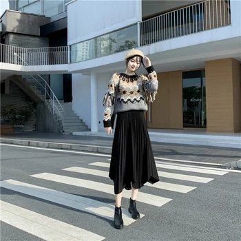 HAYBLST Značky Žena Sukne 2020 Nové Jeseň Zima Skladaný Sukne dámske Plus Veľkosť Oblečenie Vysoký Pás kórejský Štýl Úsek Oblečenie