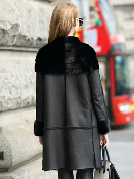 Kožušiny Noriek Kabát Reálne Originálne Kožené Bundy Jeseň Zimný Kabát Ženy Oblečenie 2020 Kórejský Ovčej Topy Abrigo Mujer Sw8815-2