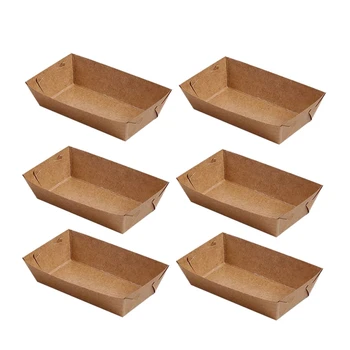 50Pcs Jednorazové Papierové Potravín Slúžiace Zásobník Kraft Papier Povlak Loď Tvar Snack Otvorené Hranolky Kuracie Box (20 X 6 X 3 cm)