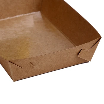 50Pcs Jednorazové Papierové Potravín Slúžiace Zásobník Kraft Papier Povlak Loď Tvar Snack Otvorené Hranolky Kuracie Box (20 X 6 X 3 cm)