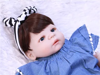 55 cm dievča znovuzrodené deti bábika plný silikónové reborn baby doll Realistické roztomilý Bielej pleti, etnického bábiky pre deti hrať dom hračka