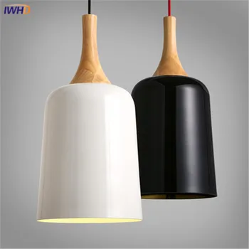 IWHD Moderný Prívesok Svetlo LED Americký Štýl Železa Pohár Tvar Lampy Tvorivé White Black Závesné Osvetlenie Pre Domáce Reštaurácia
