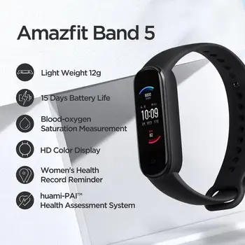 2020 Nové Amazfit Pásmo 5 Inteligentný Náramok Farebný Displej Srdcovej Frekvencie Fitness Tracker Nepremokavé Bluetooth 5.0 Šport Inteligentný Náramok