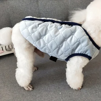 Jeseň Zima Pet Teplý Pes Vesta bez Rukávov 2-legged Zahusťovanie Oblečenie Tlačidlo Typ Kabát Pre Malé Psy Šteňa Dodávky