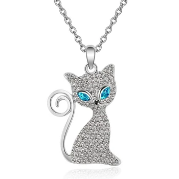 Kórejský Trendy Zvierat Prívesok Náhrdelník Dievča Drahokamu Strany Šperky Cute Cat Crystal Náhrdelníky & Prívesky Pre Ženy