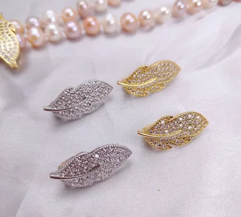 5pc DIY príslušenstvo tlačidlo perlový náhrdelník Spona klip zirkón leaf trvanlivé farby sveter reťazca pevné sandwich pracka
