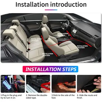 Auto styling Dekorácie Svetla Podlaha Interiéru Nohy LED Atmosféru RGB Neon Pásy pre Audi A4 B6 A3 A6 C5 Q7 A1 A5 A7, A8, Q5 R8