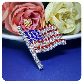 Strieborná farba Drahokamu Americká Hviezda a pruhované vlajky čaro ornamentu šperky Vlasteneckej tému pin brošňa módne doplnky