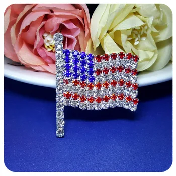 Strieborná farba Drahokamu Americká Hviezda a pruhované vlajky čaro ornamentu šperky Vlasteneckej tému pin brošňa módne doplnky