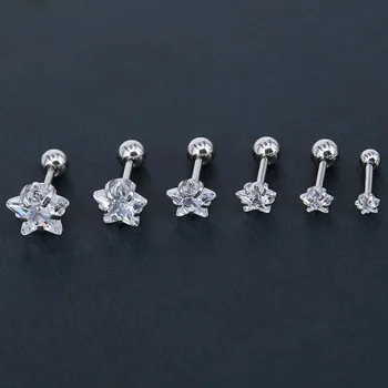 Nový Príchod 5AAAAA Zirkón Crystal Star Tragus Piercing Ucha Chrupavky Náušnice Piercing Šperkov, Veľkoobchod