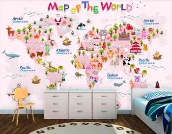 XUE SUCustomized veľké nástenné tapety kreslená mapa sveta na pozadí na stenu