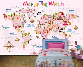 XUE SUCustomized veľké nástenné tapety kreslená mapa sveta na pozadí na stenu