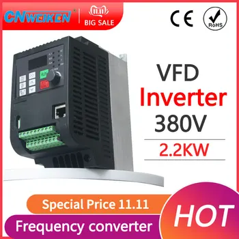 VFD Invertor Freqency Converter 380V 2,2 KW 3HP tri Fázy Frekvenčného Meniča Pohonu Menič VFD Motorové Ovládanie Rýchlosti