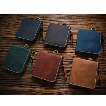 GROJITOO Originálne kožené pánske peňaženky multi-funkčné kabelku krátky zips peniaze clip top vrstva cowhide kožené peňaženky pre mužov