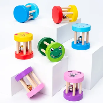 1pcs Montessori Drevené Dieťa Klietky Hrkálky Hračky Hudobné Strane Bell Nástroje Trasie Duševného Vzdelávacie Hračky J0665