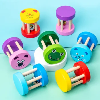 1pcs Montessori Drevené Dieťa Klietky Hrkálky Hračky Hudobné Strane Bell Nástroje Trasie Duševného Vzdelávacie Hračky J0665