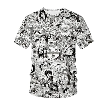 Ahegao T-shirt Anime 3D Tlač Muži Ženy Streetwear Hentai Vzor O-Krku Hip Hop T Shirt Harajuku Bežné Topy Sexy Dievča Oblečenie