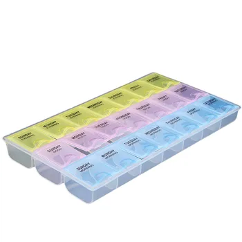 21 Sloty Multicolor 7 Dní Zdravotnej Starostlivosti Pilulku Prípade, Plastové Medicíny Kontajner