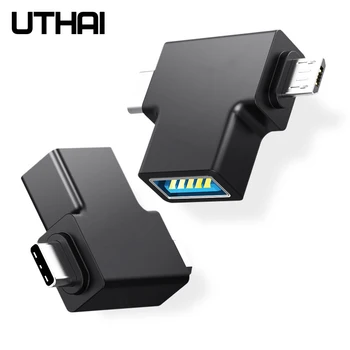 UTHAI J15 Typ-C OTG USB3.0/Type-c/Micro USB 3in1 Converter Pre Android USBC Konektor OTG Muliti Adaptéry Pre Myš OTG