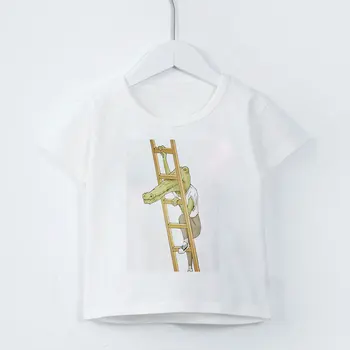 Harajuku 2020 T-shirt Krokodíla Cheerleading T Shirt Roztomilý Dievča Topy Krátky Rukáv Deti Oblečenie Chlapec Dievčatá Bežné Vtip Kolo Krku