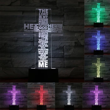 Kreatívne Farebné Gradient Kríž 3D Lampa LED Farebné Nočné Svetlo Domov Bar Club E8BD