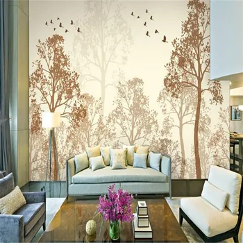 Beibehang foto tapety, flash Klasické jednoduchosti hmlisté krásy vtáčí strom Umenie stenu papier nástenné nástenné maľby pre obývacia izba