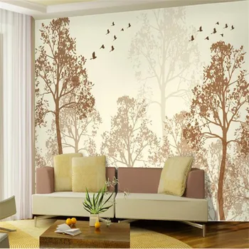 Beibehang foto tapety, flash Klasické jednoduchosti hmlisté krásy vtáčí strom Umenie stenu papier nástenné nástenné maľby pre obývacia izba