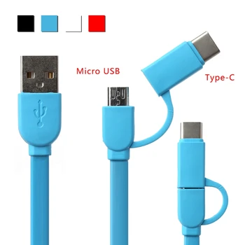 Zaťahovacie 2-V-1, Micro USB+Typ C Nabíjanie Údajov, Plochý Kábel Pre Anroid Telefón 28GE