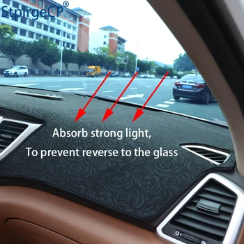 Najnovšie Rose Vzor Non-slip Auto Panel Kryt Dash Mat Pad DashMat ANti-UV Auto Nálepky pre Cadillac XT4 2018 Auto Styling