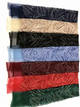 Doprava zadarmo afriky čipky tkaniny vysokej kvality francúzskej čipky a tylu textílie nový príchod flitrami čipky textílie Broskyňa červená čierna
