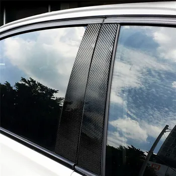 Auto Okno B-stĺpikov Liatie Výbava Auta Styling Príslušenstvo 3D Nálepky na BMW F10 Carbon Fiber Carbon Fiber Okno Orezania Pásy