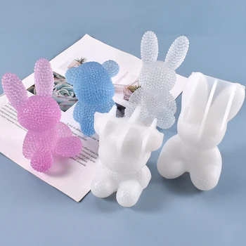 3D Králik Bunny Ploche Ozdoby Odlievanie Silikónové Formy DIY Remesiel Dekorácie Výrobu Nástrojov Crystal Epoxidové Živice Plesní