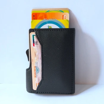 Móda 2020 Ženy, Mužov PU Kožené Antitheft RFID Mini Peňaženky Automatické Vysuňte ID Karty Prípade Hliníka Držitelia Kreditných Kariet