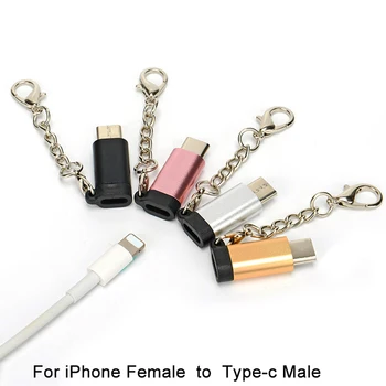 1pc Keychain Kábel Samica na USB-Typ C-c Muž Nabíjací Kábel Adaptér pre iPhone