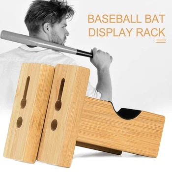 1 Nastavte Baseball Bat Displej Na Stenu S Baseballovou Pálkou, Držiak Na Stojan Pre Softball & Hockey Stick Non-Slip Masívneho Bambusu Bat Organizátor