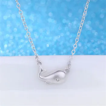 925 Sterling Silver Módne Šperky Roztomilý Zvierat Malý Delfín Rýb, Veľrýb Láska Crystal Eye Krásny Prívesok Náhrdelníky N175