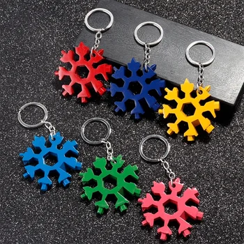 18 v 1 Multi Nástroj Snowflake Tvar Keychain Prenosné Skrutkovač Nehrdzavejúcej Ocele Otvárač Gadget