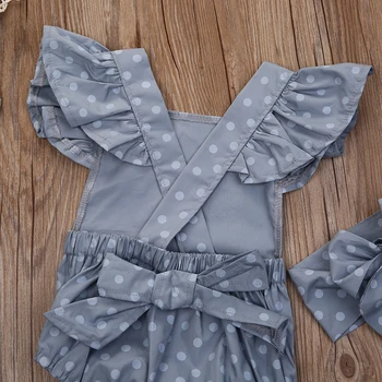 V lete roku 2017 2ks/Set Polka Dot Romper Novorodenca Dievčatá Šaty Butterfly Rukáv Romper Jumpsuit Sunsuit Oblečenie