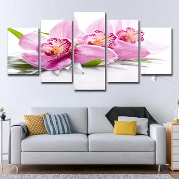 5 Kus Moderný Ružový Orchidea, Kvety Skupiny Tlačí Plagáty, Umelecké Galérie Obrázky, Obrazy na Plátno na Stenu Umenia pre Obývacia Izba